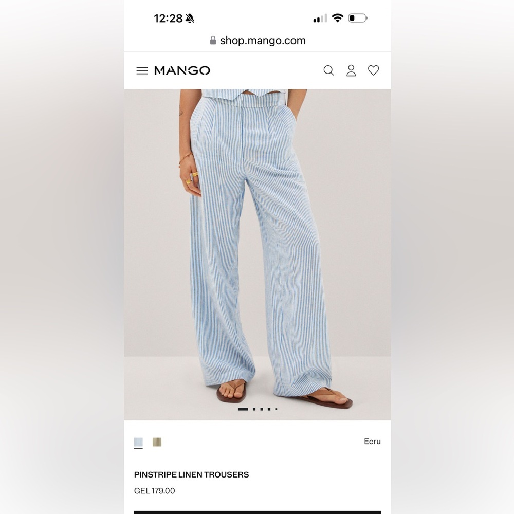 MNG NWT : Linen Wide Leg Trousers blue/white stripes